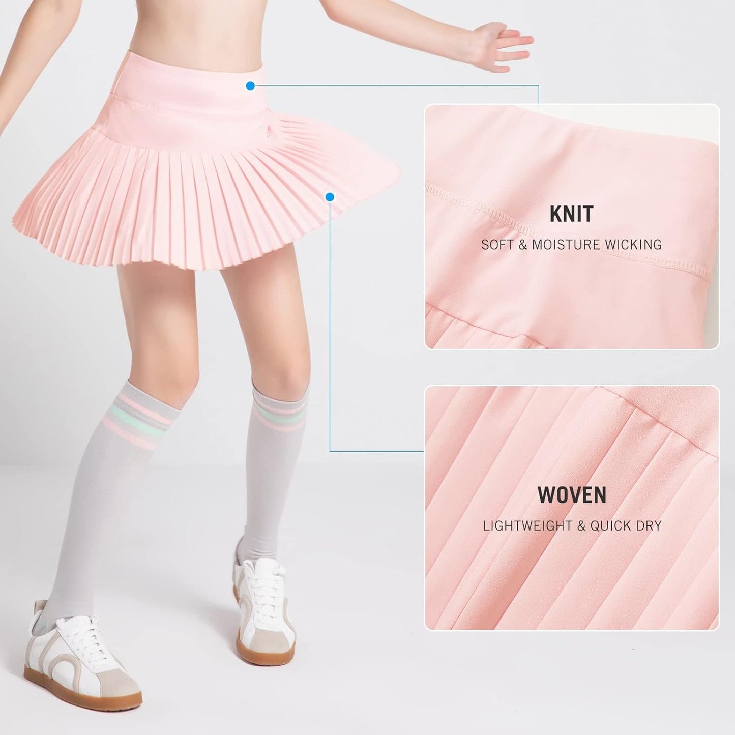 Girls' Tennis Skirts Pleated Golf Skort with Shorts Pockets Kids Athletic Active Wear