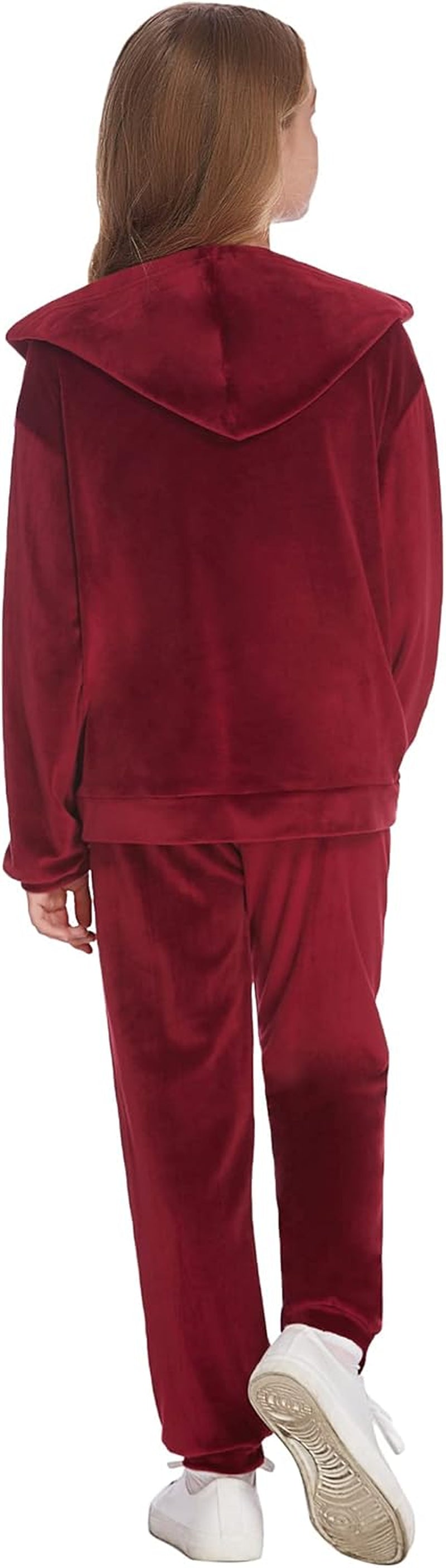 Sweatsuits for Girls Tracksuit 2 Piece Outfits Velvet Velour Active Wear Zip-Up Hoodie Sweatpants Sweat Suits