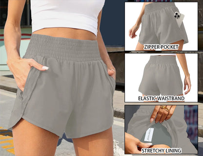 Womens Athletic Shorts High Waisted Running Shorts Gym Workout Shorts with Pockets