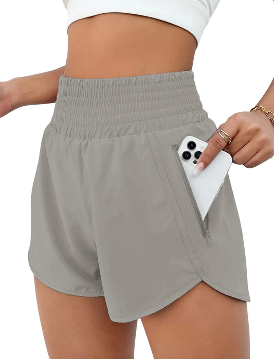 Womens Athletic Shorts High Waisted Running Shorts Gym Workout Shorts with Pockets